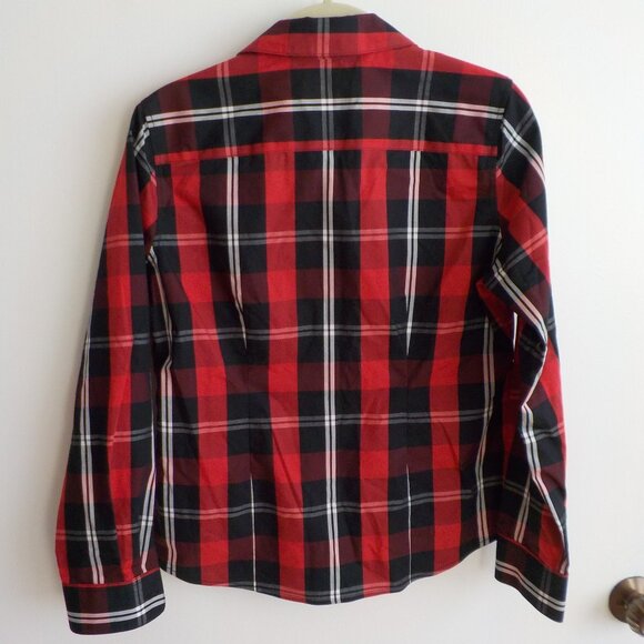 Christine Blouse - Size 6P - Plaid - Button Down - Red/Black/White - Vintage - Picture 6 of 7